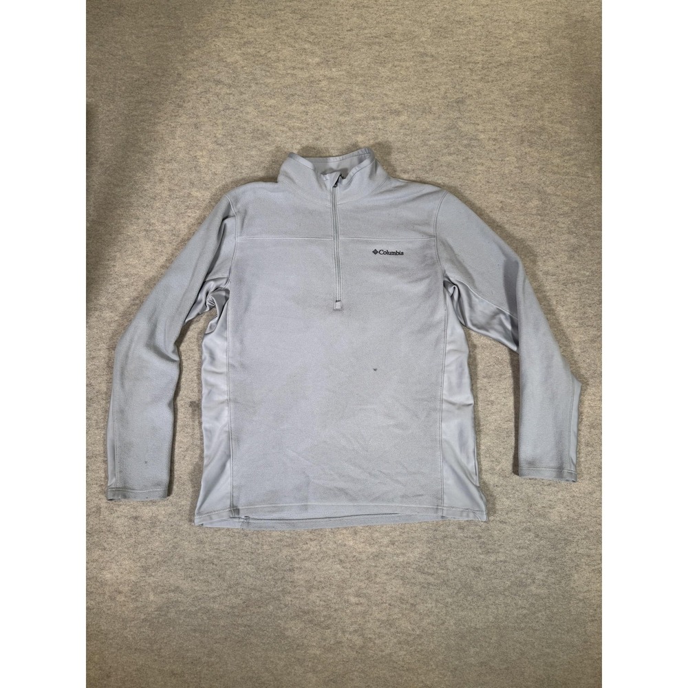 Columbia Pullover Mens Large Gray Fleece 1/4 Zip Mock Neck Hiking Trail‎